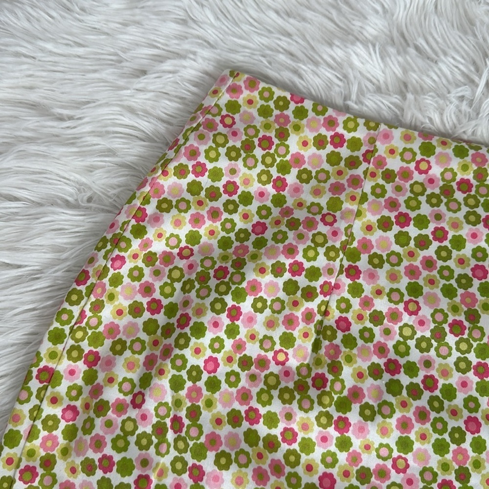 Annie Alexander Bright Green & Pink Floral Pencil Skirt Vintage Size 4 - Picture 2 of 9